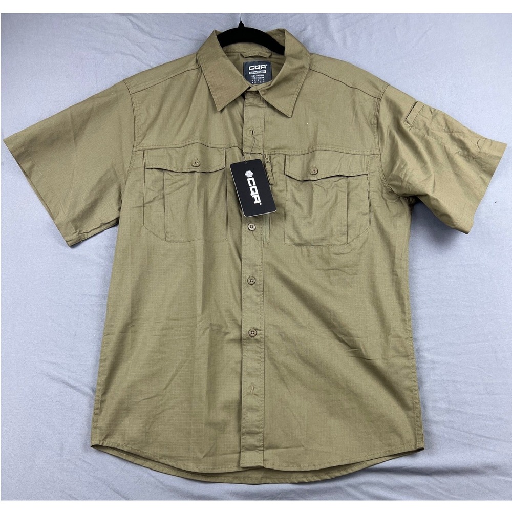 CQR Tactical Shirt Mens Medium Olive Green NWT Short Sleeve Ripstop Work Top